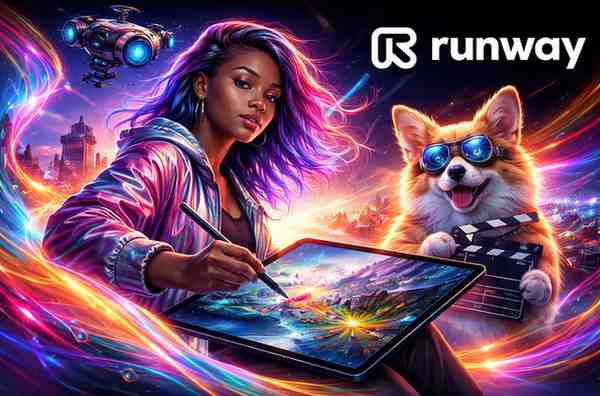 OpenAI Sora Shutdown? 8 Best AI Video Generator Alternatives You Must Try in 2026 Runway Gen-4.5 AI video generator concept image showing creative control with digital artist, colorful visuals, and advanced AI video editing tools