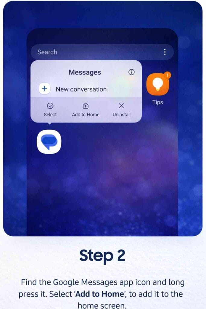 Samsung Messages Is Shutting Down in 2026 – What You Must Do Now Add Google Messages app to home screen on Samsung phone step 2