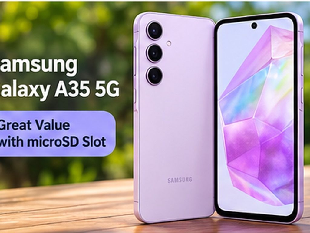 Best Android Phone With Good Camera and Storage (2026 Guide) Samsung Galaxy A-series style smartphone shown with its front and rear cameras